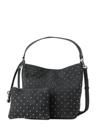 HAUTE SHORE Women's Celine Studded Shoulder Bag in black - women's bag - detail view