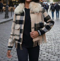 Vilagallo - Plaid Zip Bomber Jacket