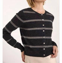 Brodie Cashmere - Simone Lurex Stripe Cashmere Cardigan