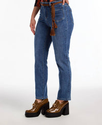 FDJ Olivia Pencil Ankle Denim With Removable Belt Jeans in medium blue wash - women's jeans - alternate view