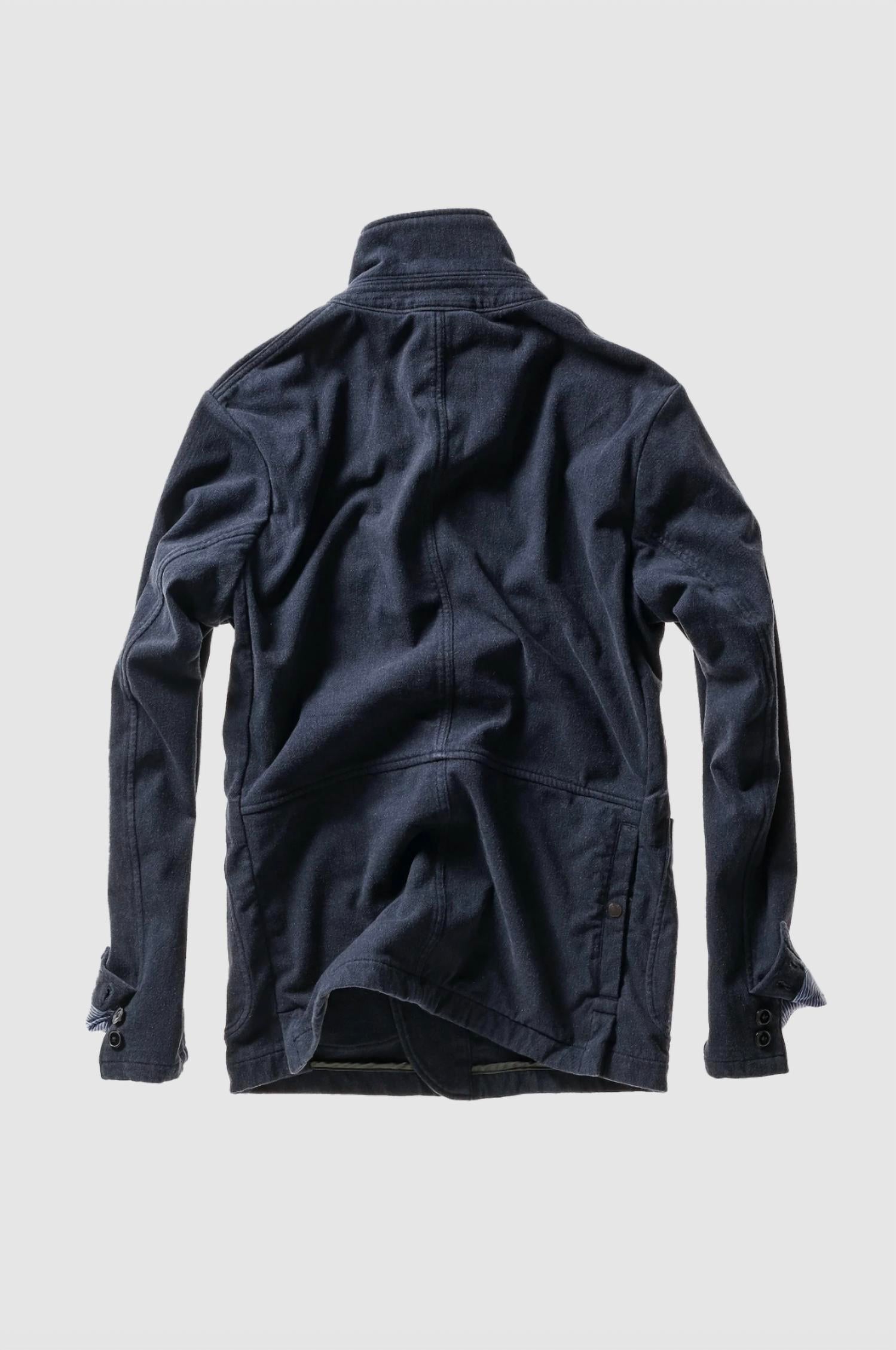 Relwen Men's Moleskin Trap Blazer in dark navy canvas - men's jacket - detail view