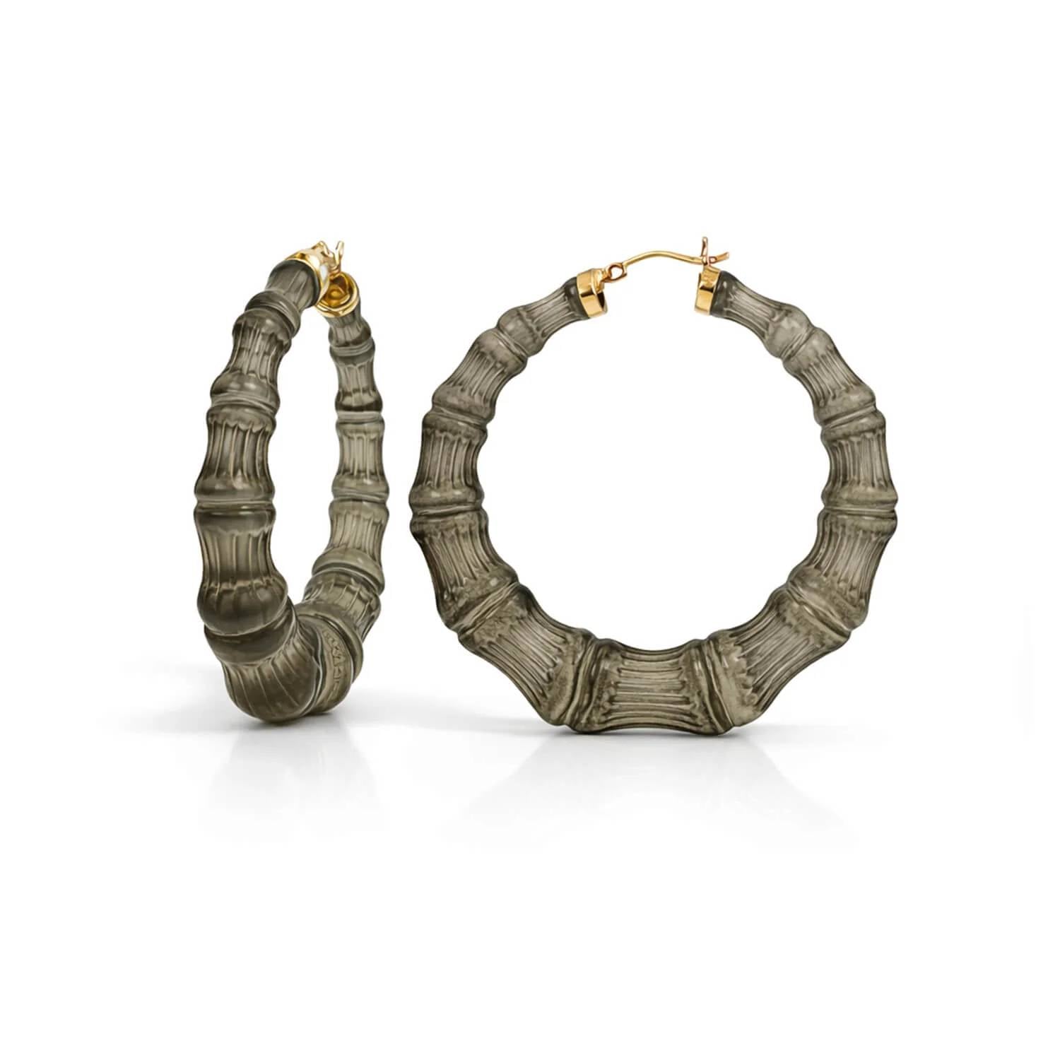 Gold & Honey - Women's Lucite Bamboo Hoop Earrings