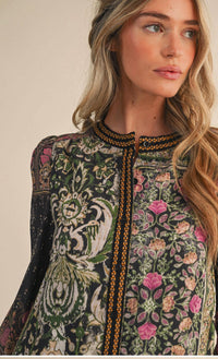 &merci Button Down Long Sleeve Tops in patchwork - women's long sleeve top - alternate view