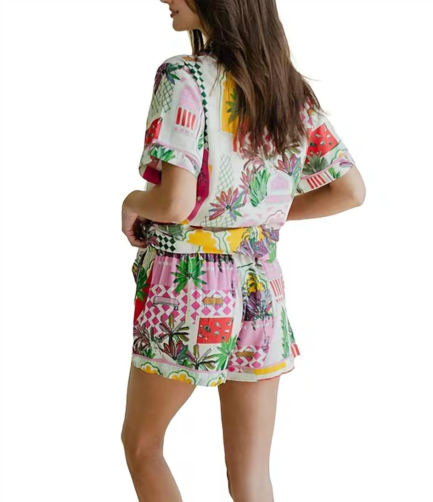 Katie Kime - Short Sleeve Notch Collar Shorty Pajama Set
