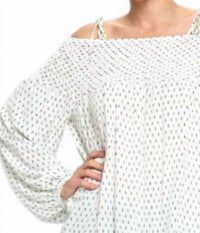 Accent Accessories - Printed Smocked Off-the-shoulder Top