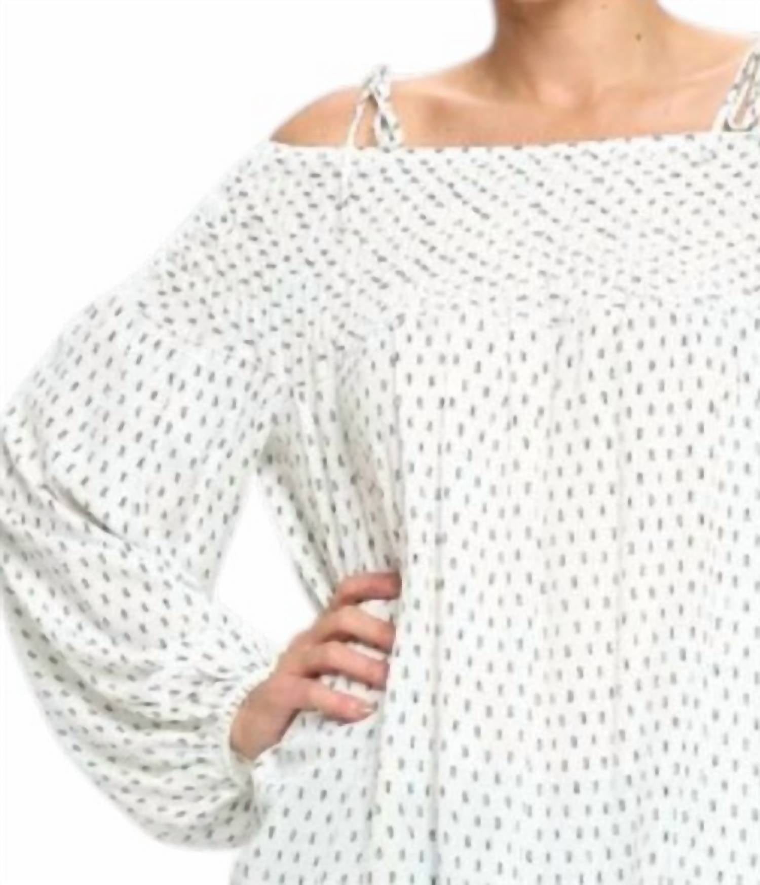 Accent Accessories - Printed Smocked Off-the-shoulder Top
