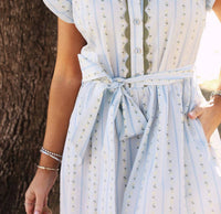 Karlie - Floral Stripe Ric Rac Trim Maxi Dress