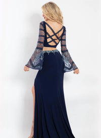 Rachel Allan - Two-piece Embellished Jersey Gown With High Slit