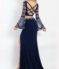 Rachel Allan - Two-piece Embellished Jersey Gown With High Slit