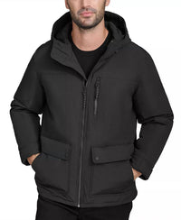 COLE HAAN Down Puffer Insulated Hooded Full Zip Jacket in black - men's jacket