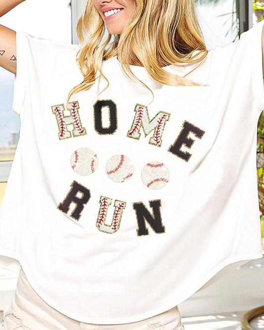 Bibi - Sequin Baseball Home Run Short Sleeve Top
