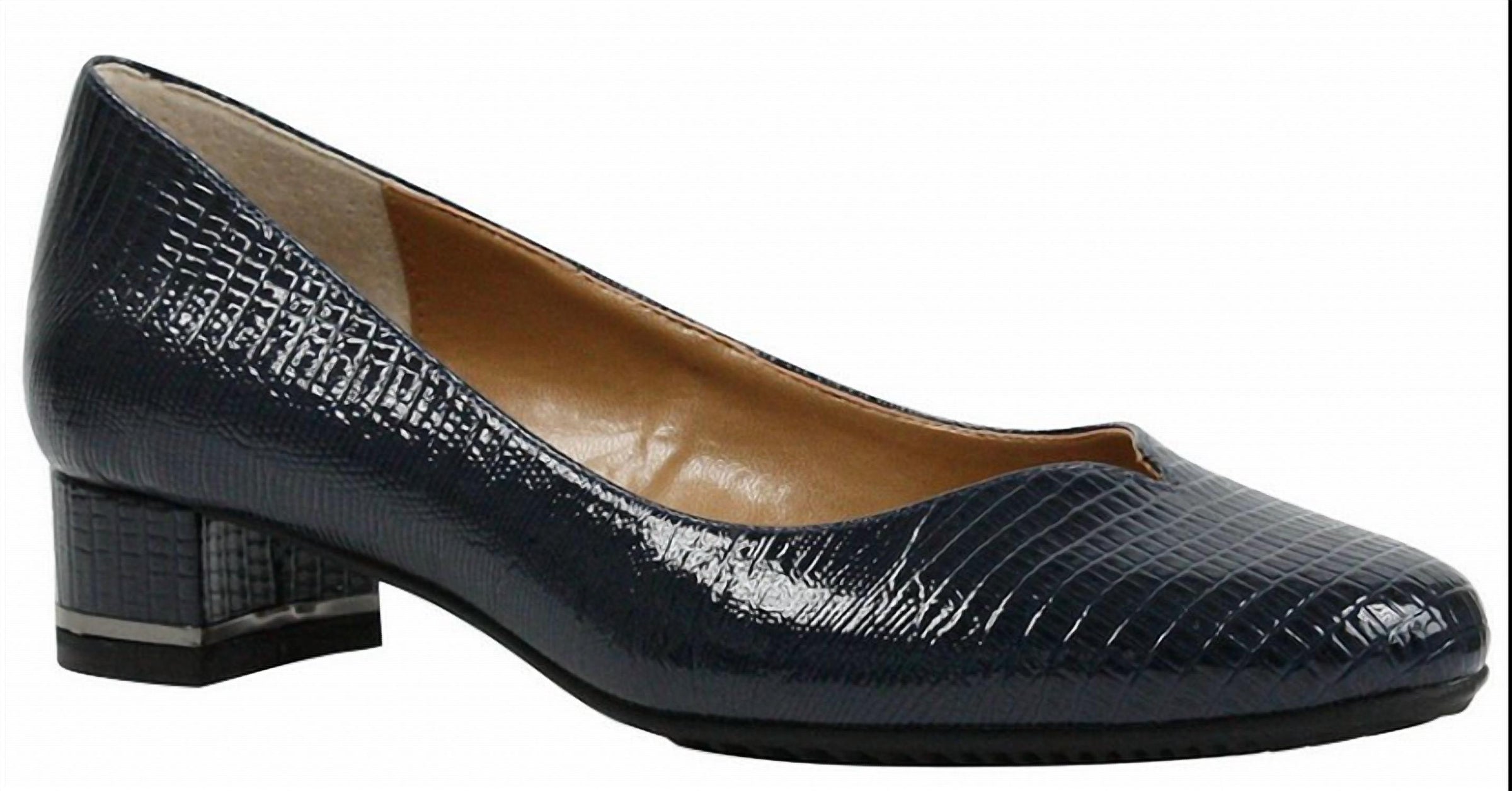 J. Renee Women's Bambalina Block Heel Pump in black lizard - women's heels