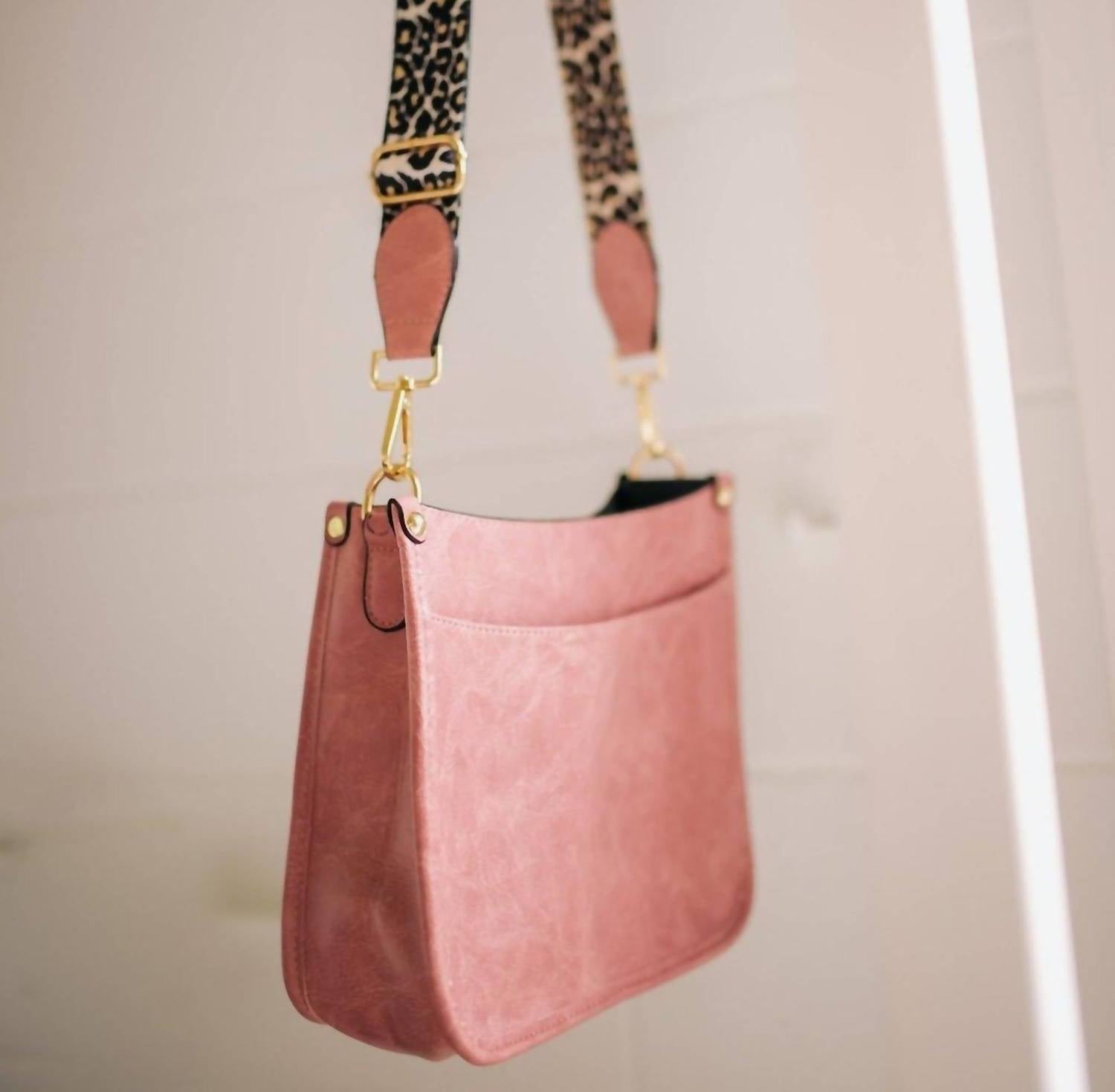 Pretty Simple - Women's Crossbody Bag With Leopard Canvas Strap