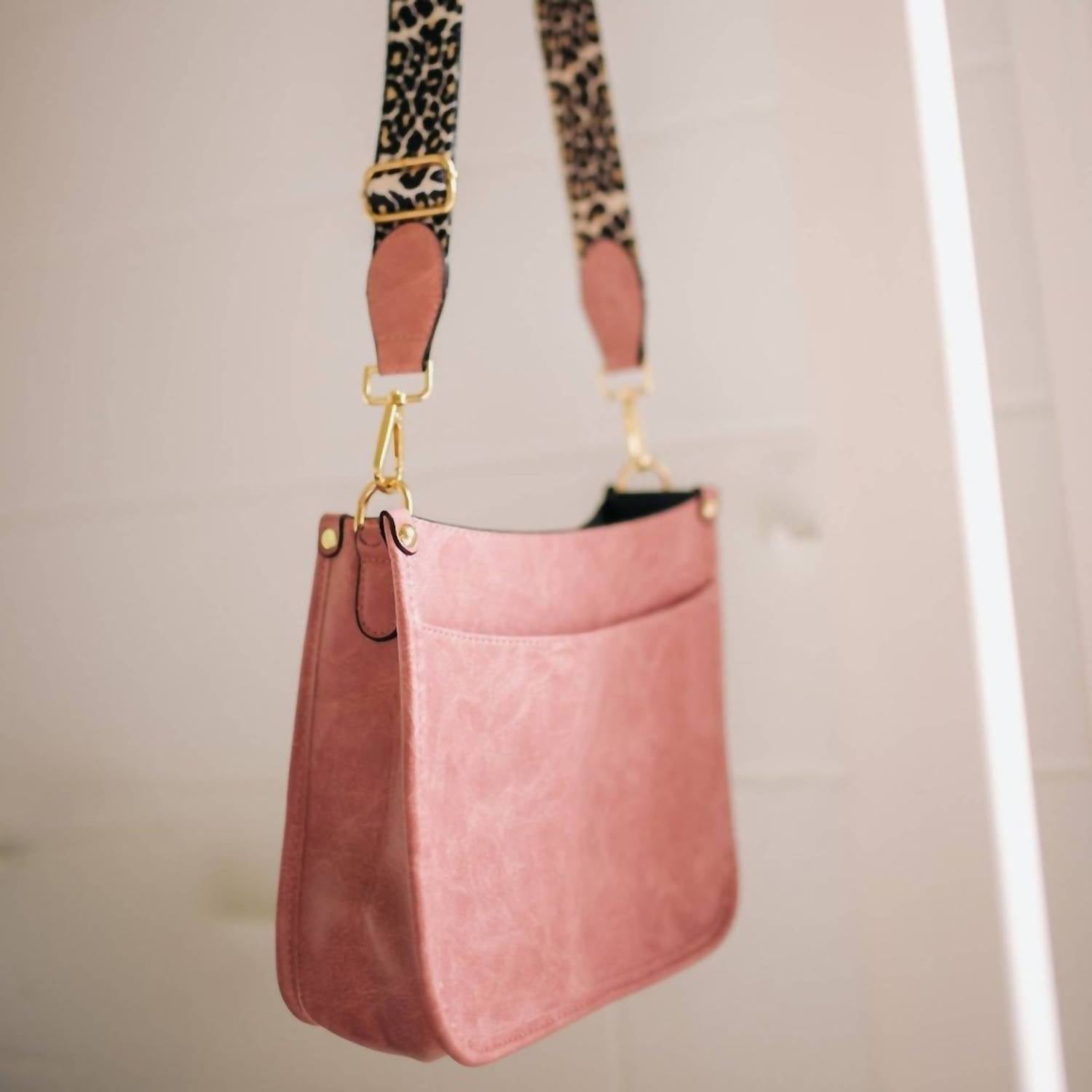 Pretty Simple - Women's Crossbody Bag With Leopard Canvas Strap