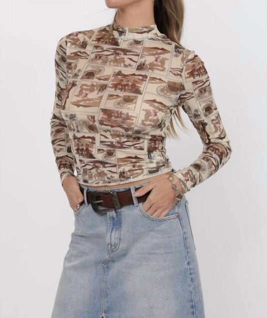 Sage The Label - Giddy up Mock Neck Long Sleeve Mesh Top