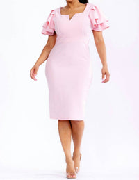 Karen Kane - Chic Ruffled Sleeves Midi Dress