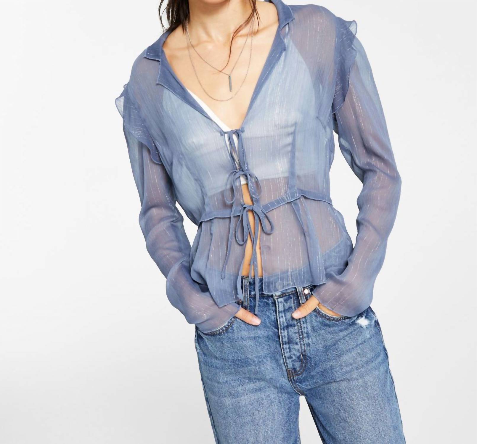 Leyden - Sheer Tie-front Top
