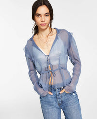 Leyden - Sheer Tie-front Top