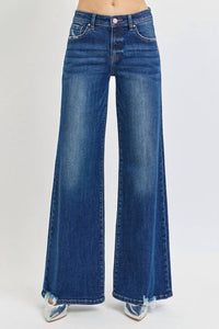 RISEN Midrise Wide Leg Jeans in medium blue - women's jeans