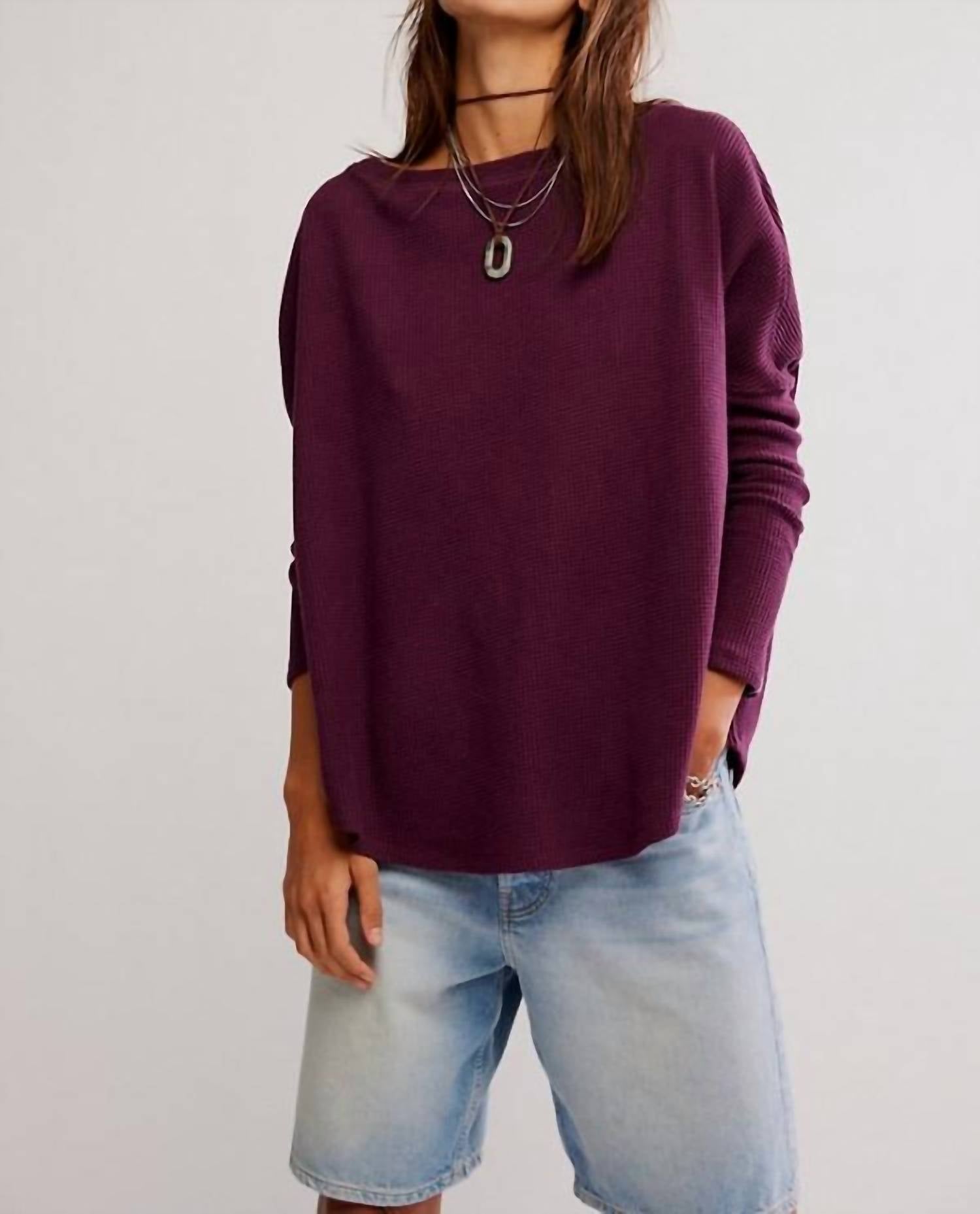 Free People - Latte Blues Solid Thermal Sweater
