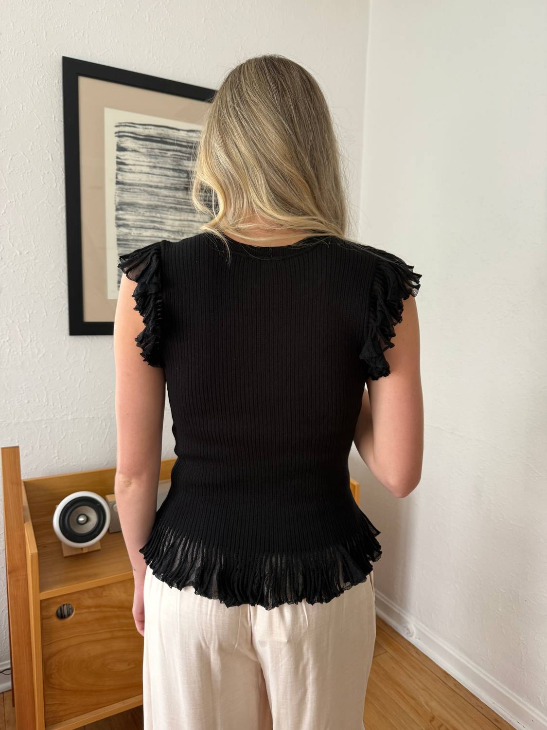 Current Air - Melissa Mesh Fringe Knit Tank Top