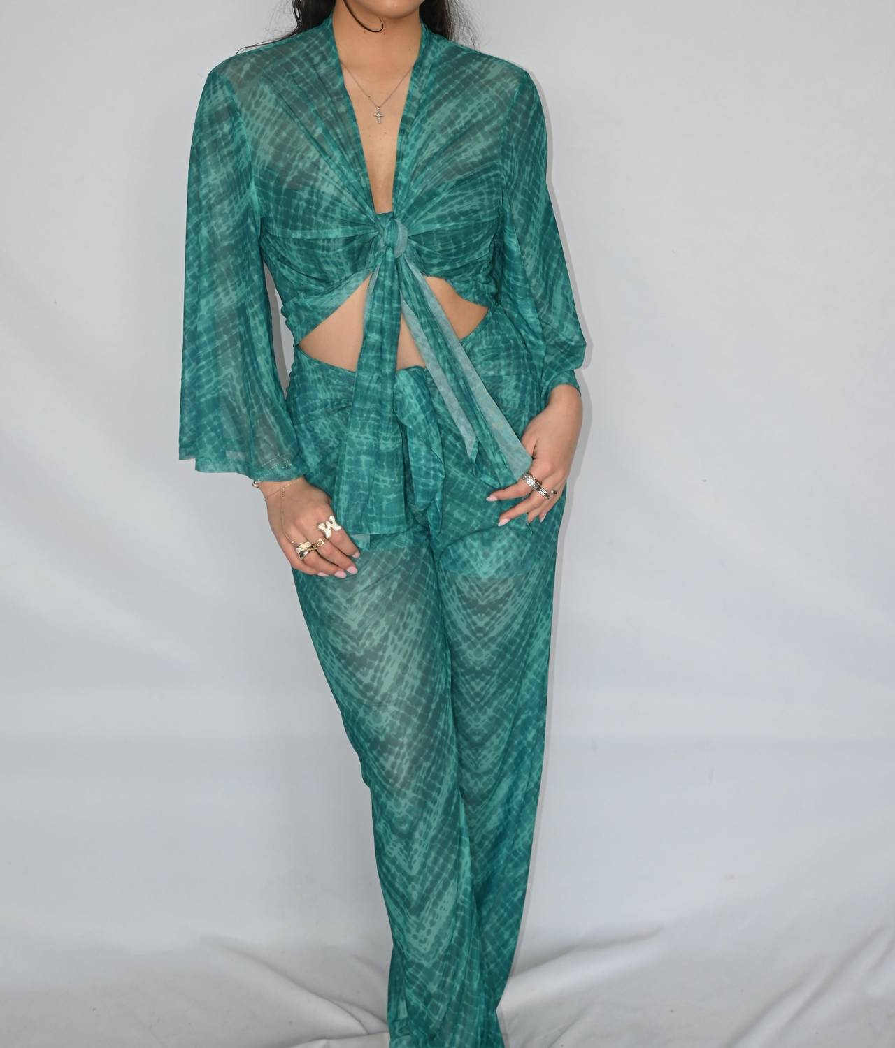 Elan - Emerald Serpent Sheer Beach Pants