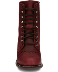 Justin Women's Lace Up Roper Boots in wine - women's shoe - alternate view