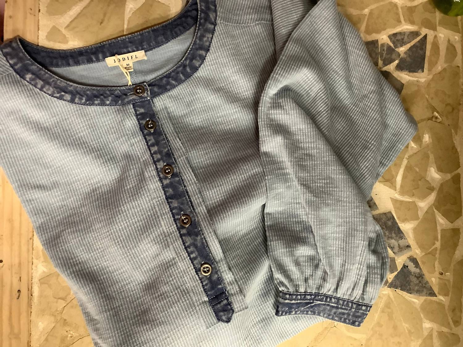 Jodifl - Women's Rib Knit Casual Henley Top