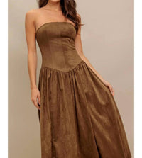 Flying Tomato - Faux Suede Midi Dress