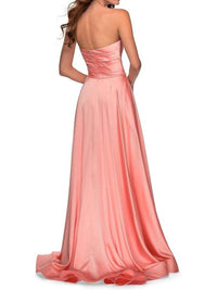 La Femme - Strapless Peach Ballgown Dress