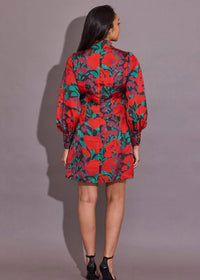 Alden Adair Gloria Ruched Long Sleeve Dress in legacy floral - women's dress - detail view