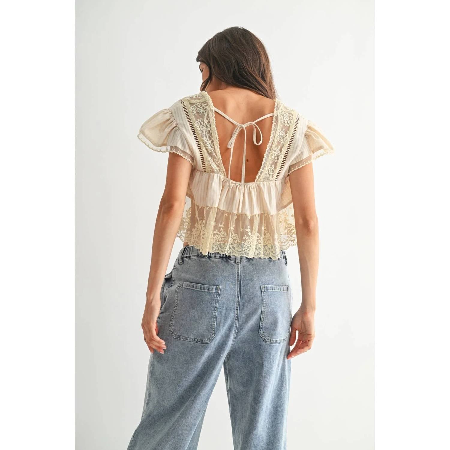 Camellia - Lace Trim Blouse