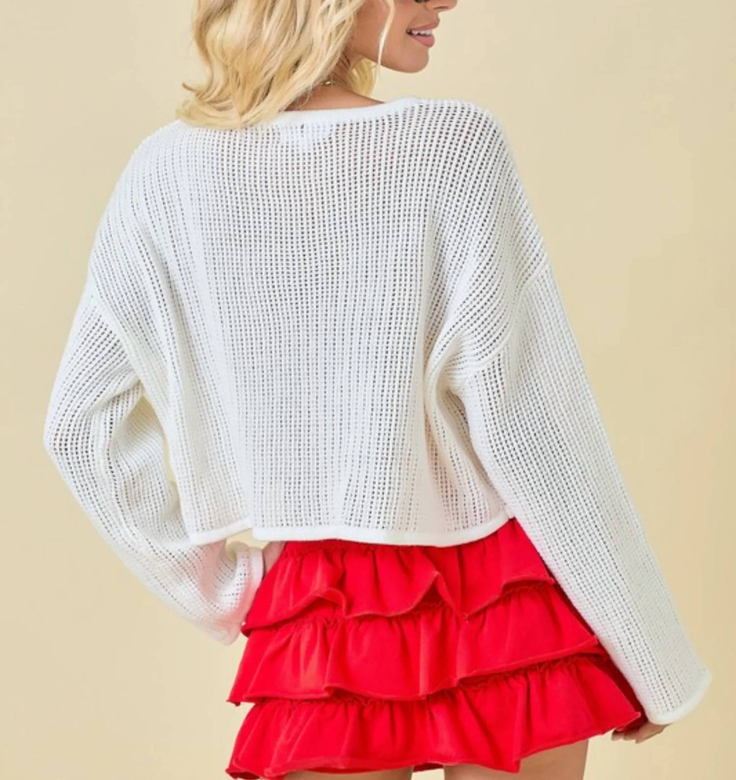 Day + Moon - Star Open Knit Crew Sweater