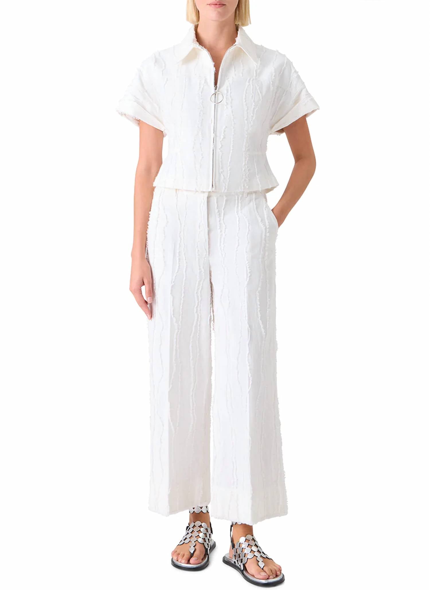 Akris Punto - Chiara Cotton Fil Coupé Crop Wide Leg Jeans