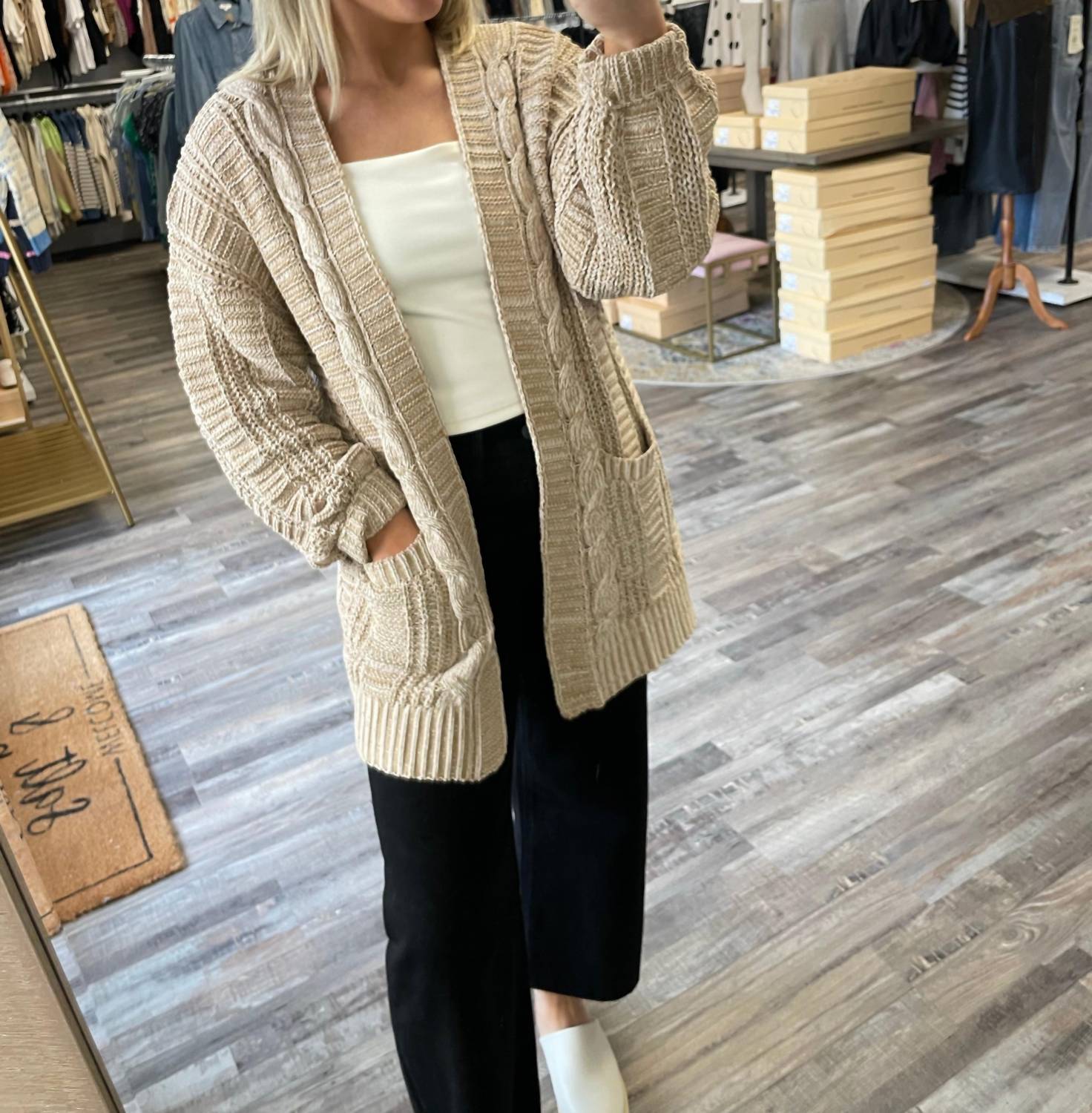 Very J - Two Tone Chenille Cardigan