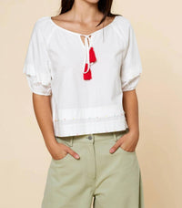 Lalavon - Tassel Tie Blouse