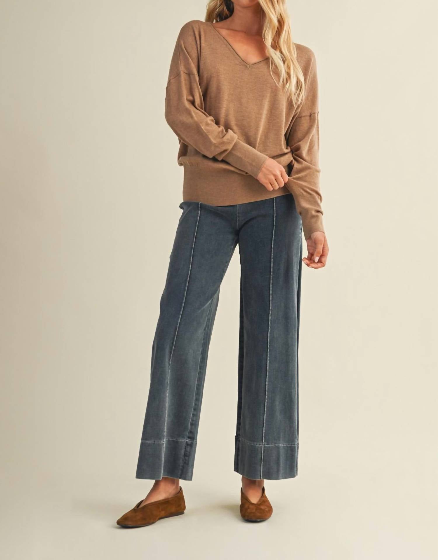Mustard Seed - V-neck Solid Sweater
