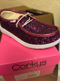 Corkys Footwear Women's Kyak Shoes in purple glitter - women's sneaker