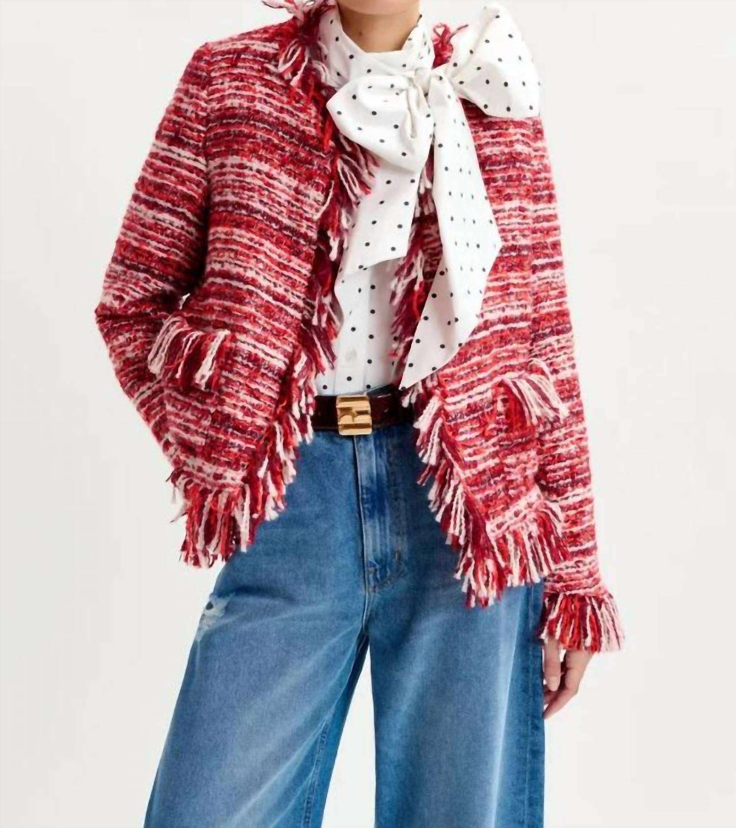 Essentiel Antwerp - Fringed Wool Blend Bouclé Jacket