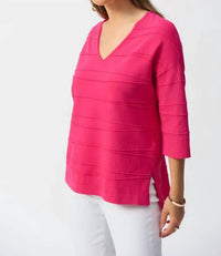Joseph Ribkoff Vibrant Top in pink - women's long sleeve top - detail view