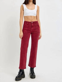 Risen - High Rise Patch Pockets Ankle Flare Pants