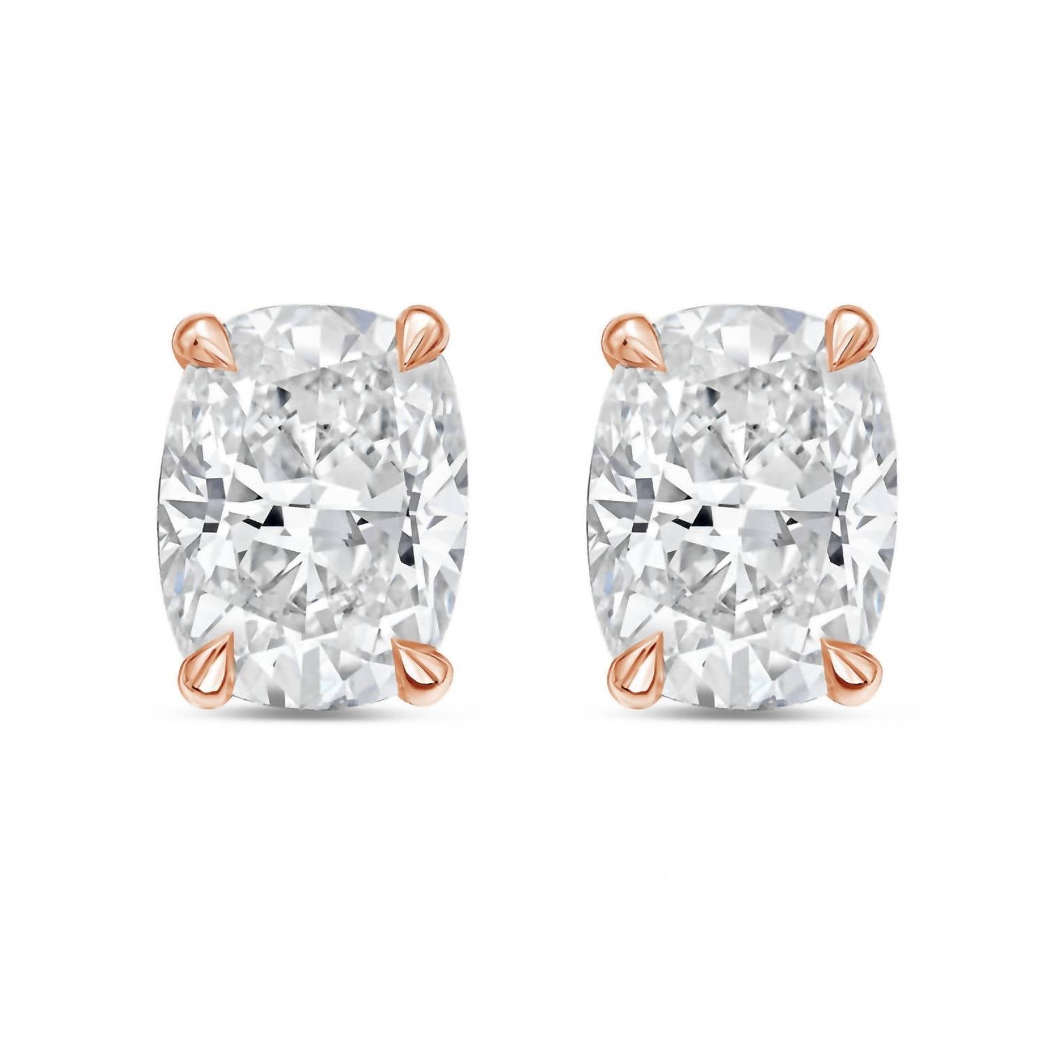 Diana M Jewels - Women's Cushion Lab-Grown Diamond Stud Earrings (1.00 TWC) - Delicate