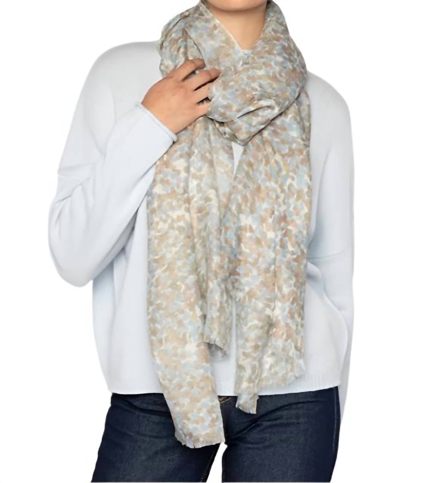 Kinross Women's Pebble Print Scarf in ice blue multi - women's scarf - detail view