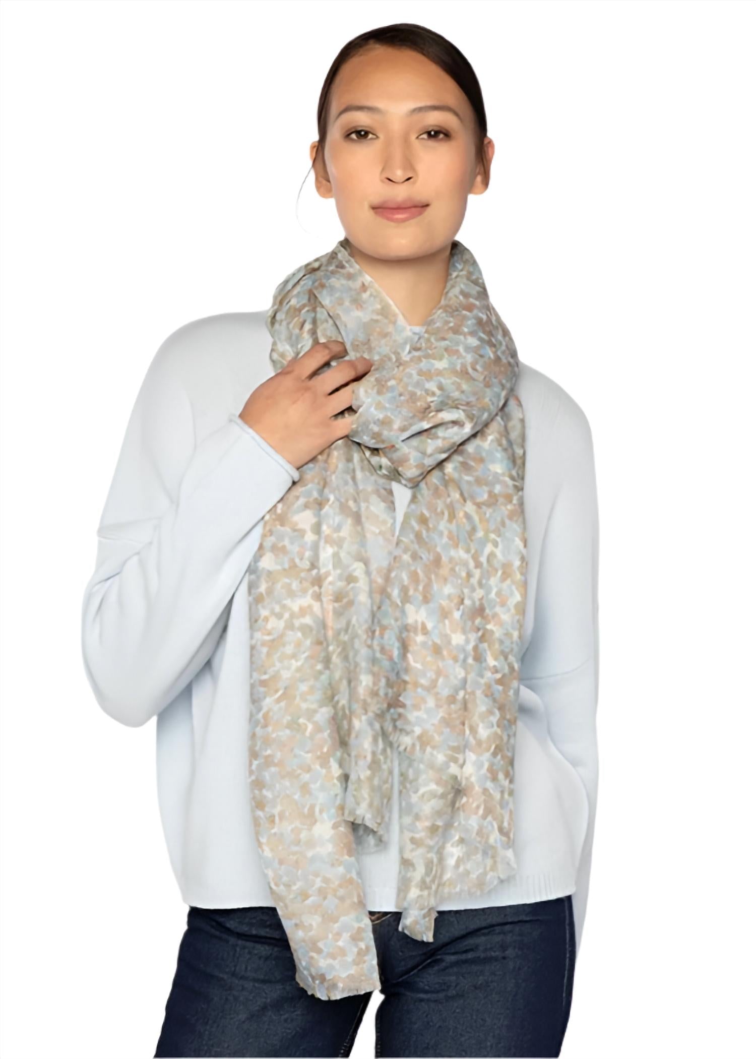 Kinross Women's Pebble Print Scarf in ice blue multi - women's scarf - alternate view