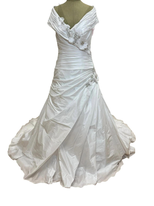 Mary'S Bridal - Women's Off Shoulder Floral Draped Wedding Gown