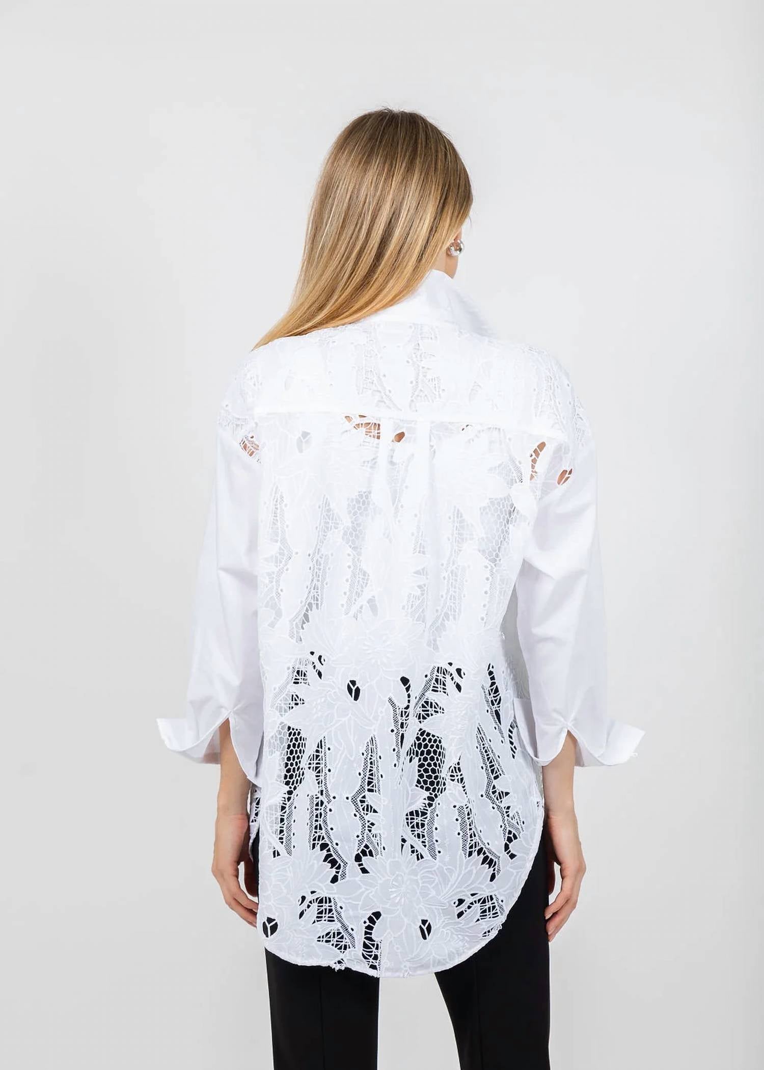 Joseph Ribkoff - Cotton Lace Boxy Embroidered Blouse