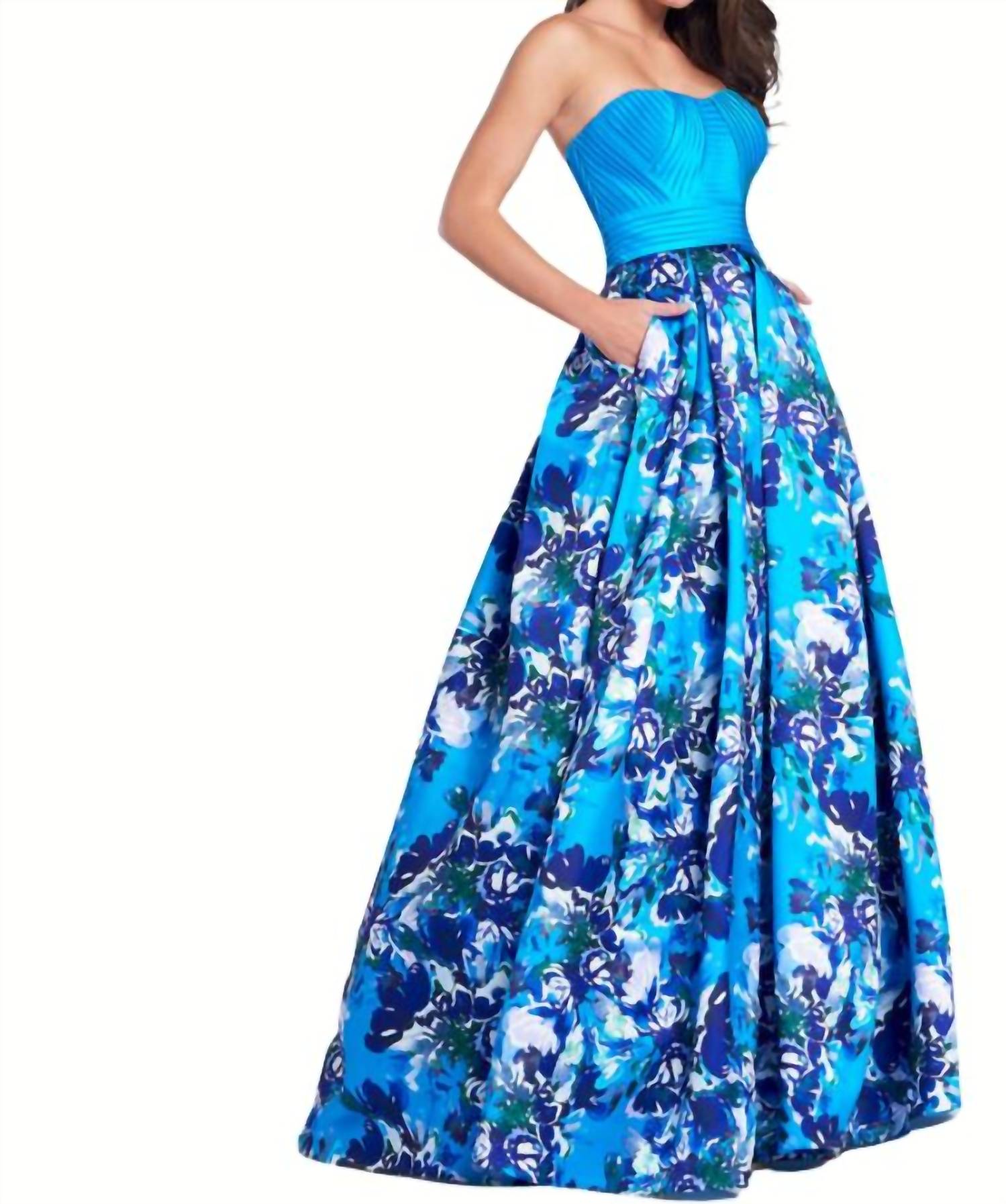 Ellie Wilde - Strapless Floral Ballgown