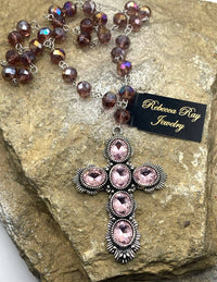 Rebecca Ray Jewelry - Women's Crystal Cross Charm Necklace