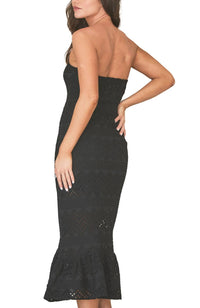 BTB Los Angeles Lilo Strapless Midi Dress in black - women's dress - detail view