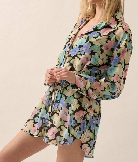 Promesa - Chromatic Petals Floral Belted Shirt Romper